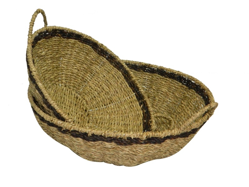 Premium Seagrass Nesting Bowl Set Pro with Handles - Handwoven Storage & Decor